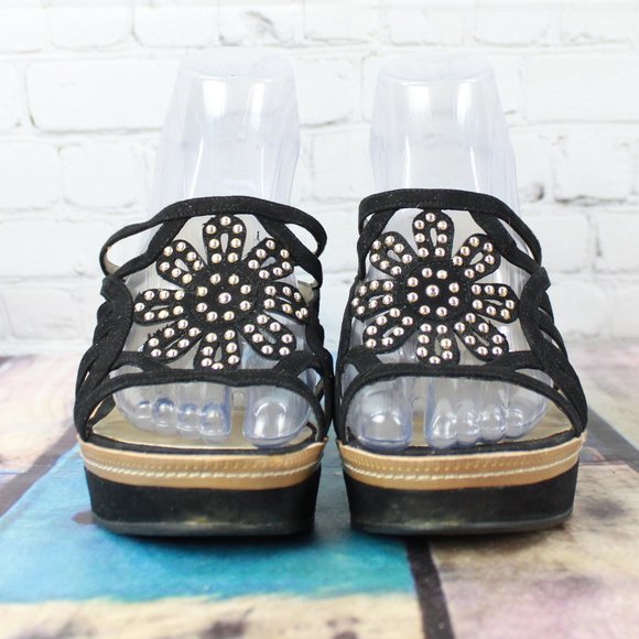 BANDOLINO Beaded Wedge Platform Sandals Size 7.5 - Picture 4 of 10